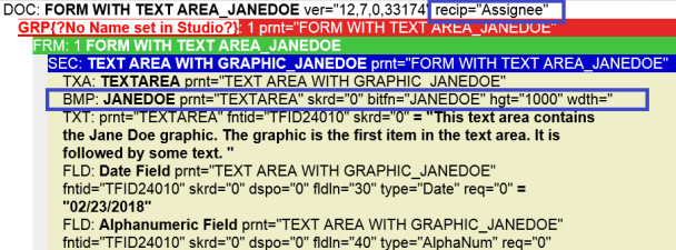 Image represents mobile output for Assignee recipient including text area graphic